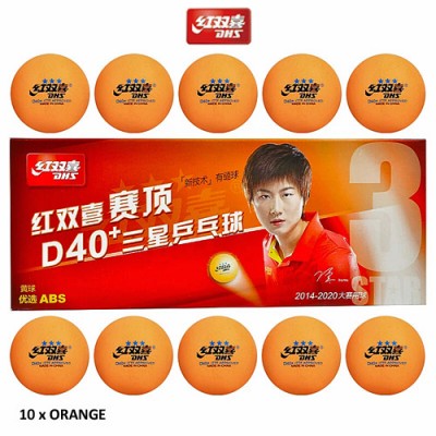 DHS ABS Cell Free Dual Table Tennis Balls D40+ Three Star Orange x 10