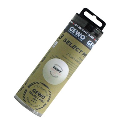 Glo-tube Gewo SELECT PRO Table Tennis Balls 40+ Three Star White x 3 Brand New