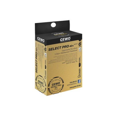 Gewo Select Pro Table Tennis Balls 40+ Three Star White x 6